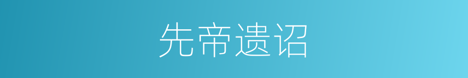 先帝遗诏的意思