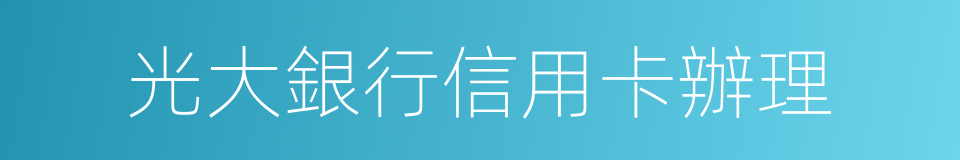 光大銀行信用卡辦理的同義詞