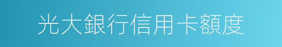 光大銀行信用卡額度的同義詞