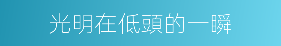 光明在低頭的一瞬的同義詞