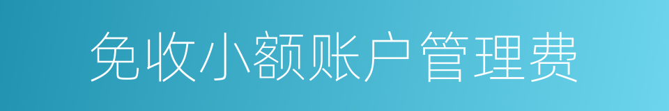 免收小额账户管理费的同义词
