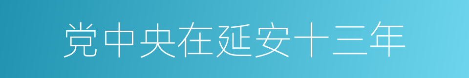 党中央在延安十三年的同义词