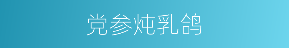 党参炖乳鸽的同义词