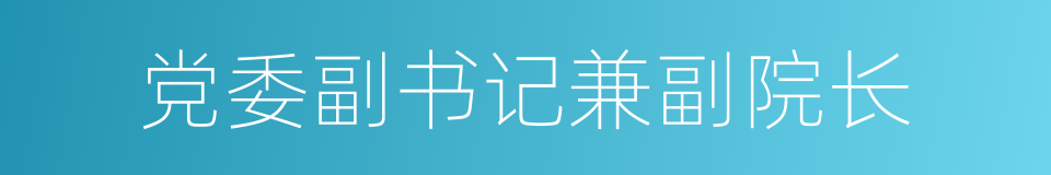 党委副书记兼副院长的同义词