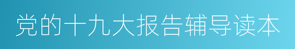 党的十九大报告辅导读本的同义词