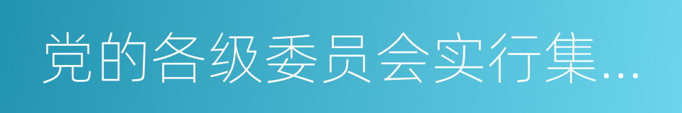 党的各级委员会实行集体领导的同义词