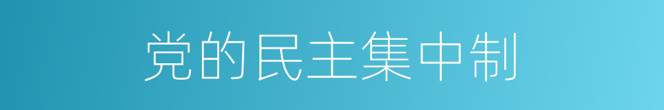 党的民主集中制的同义词