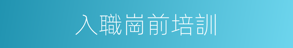 入職崗前培訓的同義詞