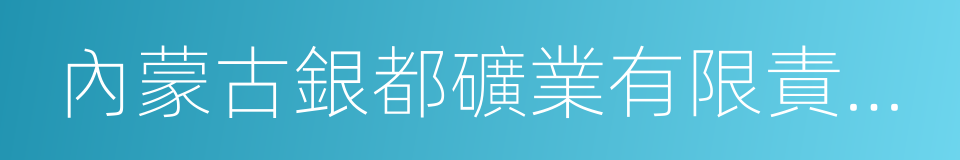 內蒙古銀都礦業有限責任公司的同義詞