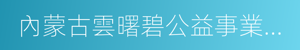 內蒙古雲曙碧公益事業基金會的同義詞