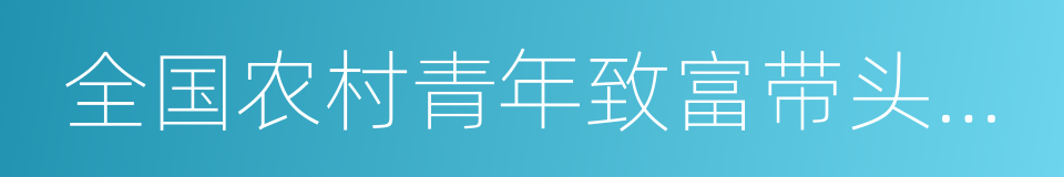 全国农村青年致富带头人标兵的同义词