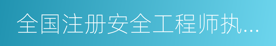 全国注册安全工程师执业资格考试的同义词