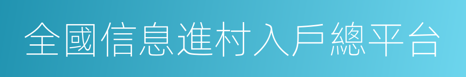 全國信息進村入戶總平台的同義詞