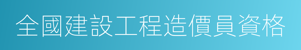 全國建設工程造價員資格的同義詞