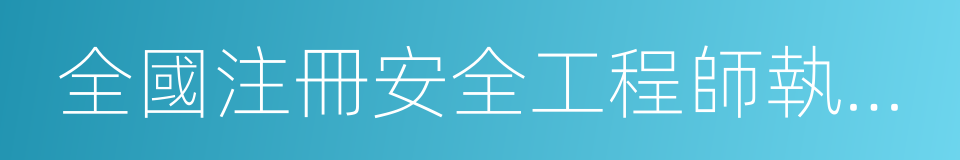 全國注冊安全工程師執業資格考試的同義詞