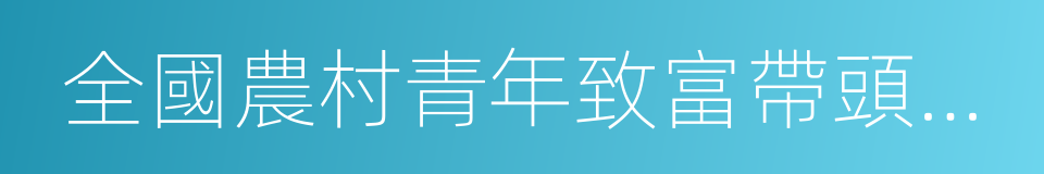 全國農村青年致富帶頭人標兵的同義詞