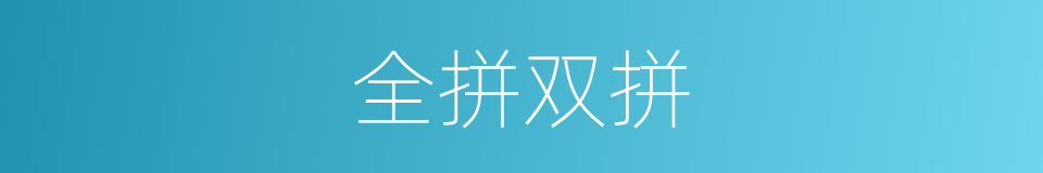 全拼双拼的意思