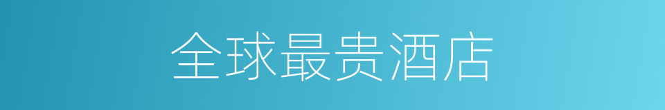 全球最贵酒店的同义词