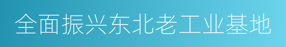 全面振兴东北老工业基地的同义词