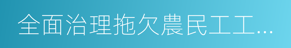 全面治理拖欠農民工工資問題的實施意見的同義詞