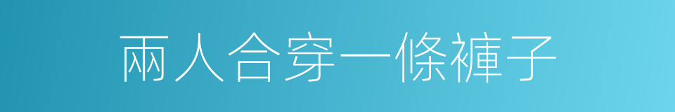 兩人合穿一條褲子的意思
