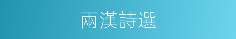 兩漢詩選的同義詞