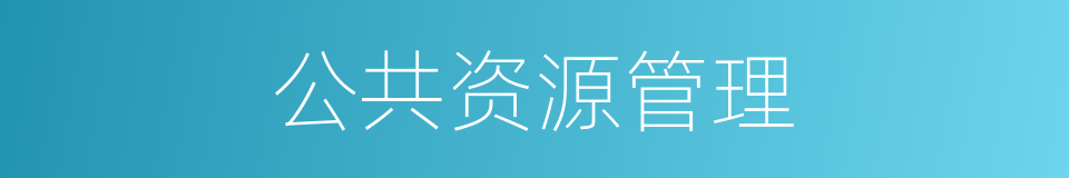 公共资源管理的同义词
