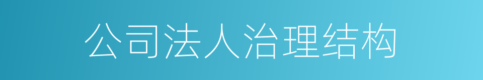 公司法人治理结构的同义词