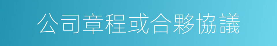 公司章程或合夥協議的同義詞