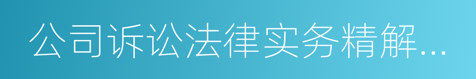 公司诉讼法律实务精解与百案评析的同义词