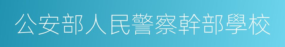 公安部人民警察幹部學校的同義詞