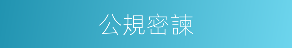 公規密諫的意思