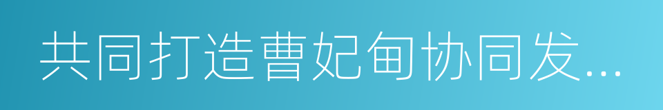 共同打造曹妃甸协同发展示范区框架协议的同义词