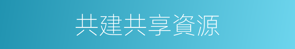 共建共享資源的同義詞