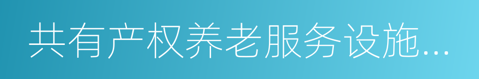 共有产权养老服务设施试点方案的同义词