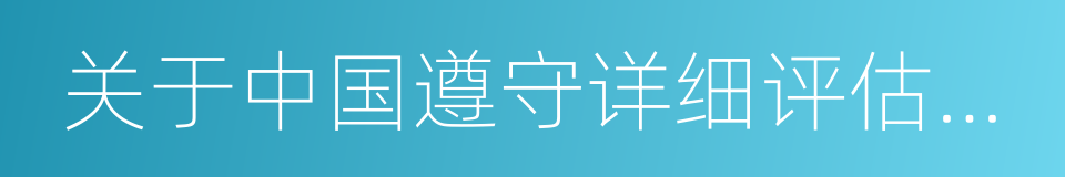 关于中国遵守详细评估报告的同义词