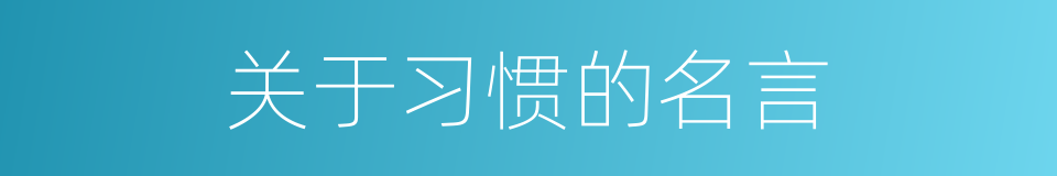 关于习惯的名言的同义词