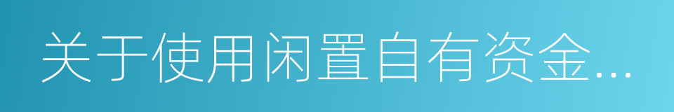 关于使用闲置自有资金进行现金管理的议案的同义词