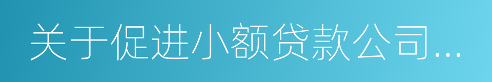 关于促进小额贷款公司持续健康发展的意见的同义词