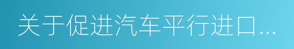 关于促进汽车平行进口试点的若干意见的同义词