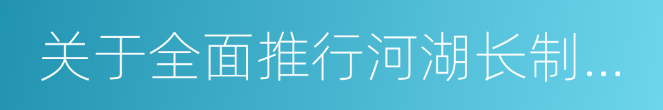 关于全面推行河湖长制的实施意见的同义词