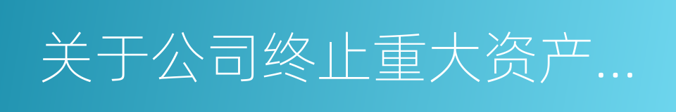 关于公司终止重大资产重组事项的议案的同义词