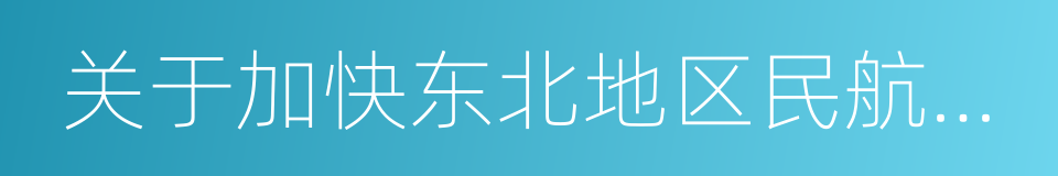 关于加快东北地区民航全面发展的实施意见的同义词