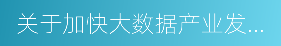 关于加快大数据产业发展应用若干政策的意见的同义词