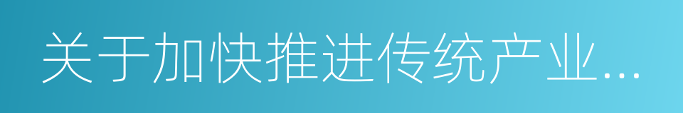 关于加快推进传统产业改造升级的若干意见的同义词