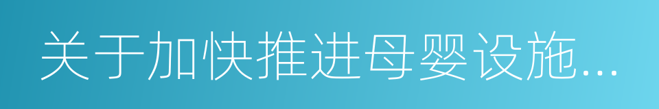 关于加快推进母婴设施建设的实施意见的同义词