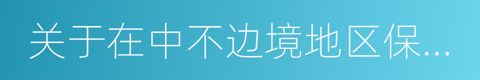 关于在中不边境地区保持和平与安宁的协定的同义词