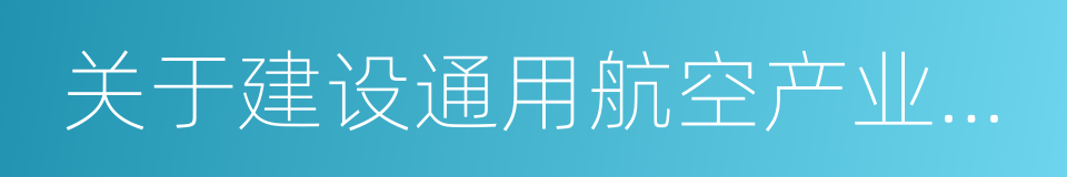 关于建设通用航空产业综合示范区的实施意见的同义词