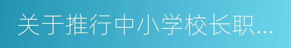 关于推行中小学校长职级制度改革的实施意见的同义词