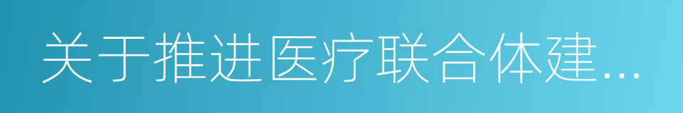 关于推进医疗联合体建设和发展的实施意见的同义词